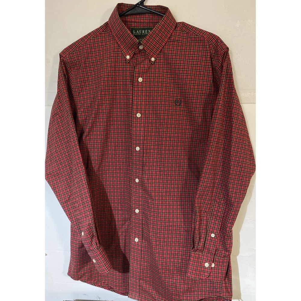 Lauren Ralph Lauren Men's Gingham Check Shirt Classic Non-Iron Red 15.5 32/33